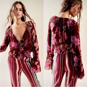 Free People Birds Of Paradise Floral Blouse